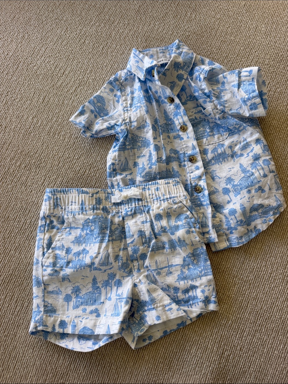 Janie and Jack Blue Toile Two-Piece Set
